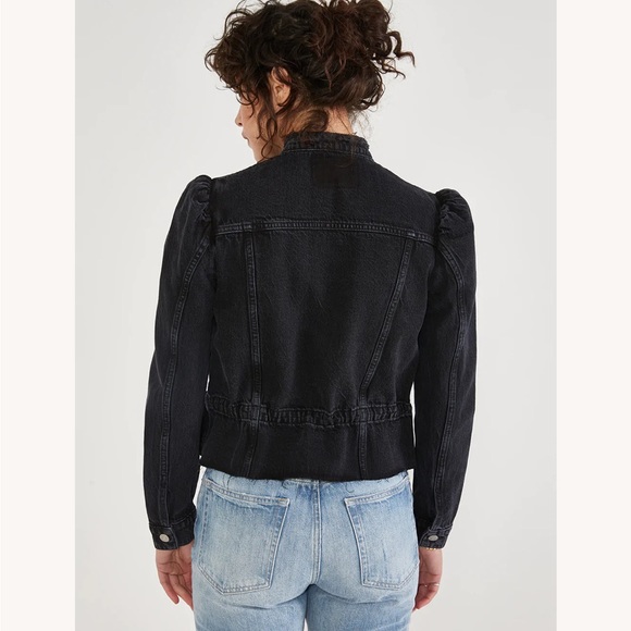ETICA Remi Reconstructed Jacket Puff Sleeve Jean Jacket Black - Picture 4 of 11